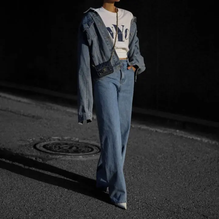 Paper Moon - Korean Women Fashion - #womensfashion - maxi padded shoulder oversized denim jacket - 4