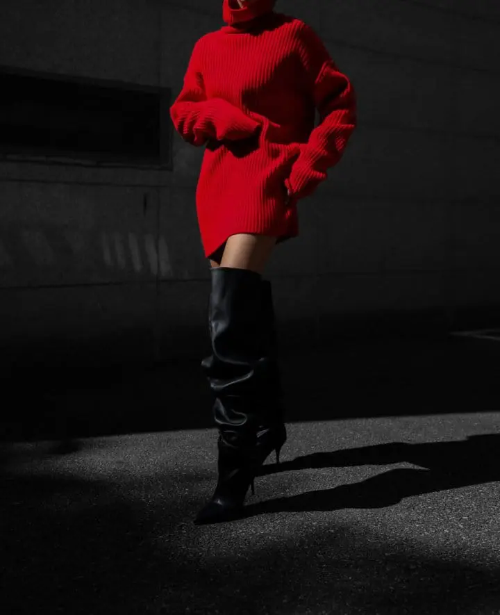 Paper Moon - Korean Women Fashion - #momslook - turtle neck ribbed knit mini dress