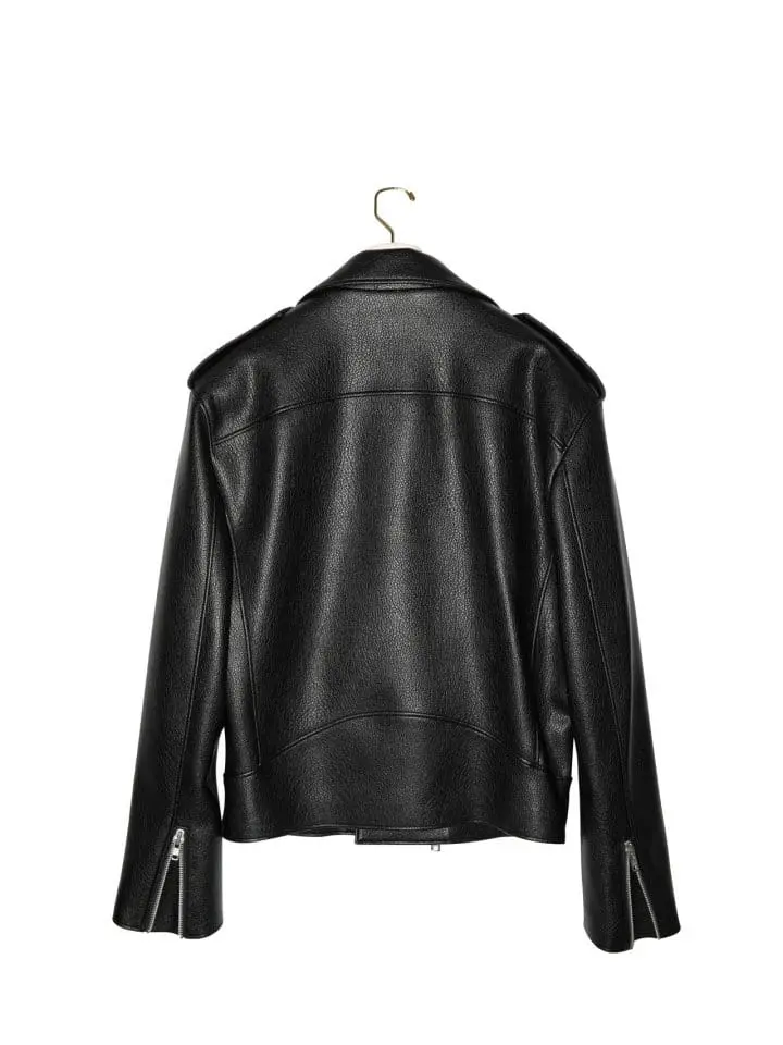 Paper Moon - Korean Women Fashion - #momslook - oversized chunky zipped vegan leather biker jacket - 6