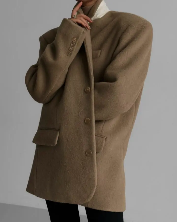 Paper Moon - Korean Women Fashion - #momslook - LUX camel blend wool oversized single blazer - 2