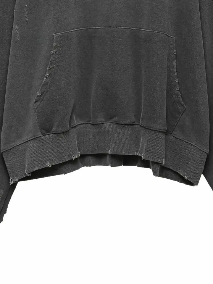 Paper Moon - Korean Women Fashion - #momslook - oversized pigment cutted detail hoodie - 8