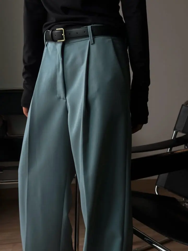 Paper Moon - Korean Women Fashion - #momslook - high waist one pleated wide trousers - 2