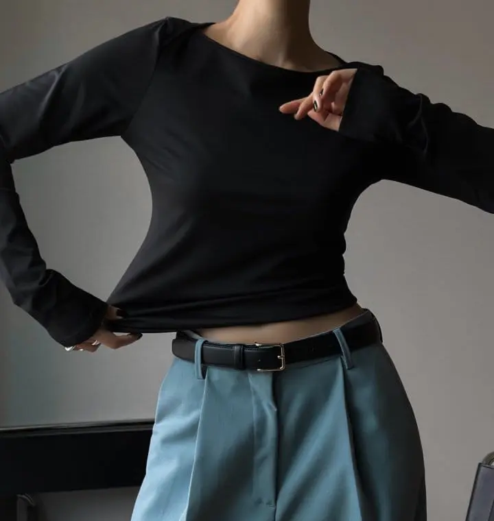 Paper Moon - Korean Women Fashion - #momslook - boatneck detail long sleeved t ~ shirt - 3