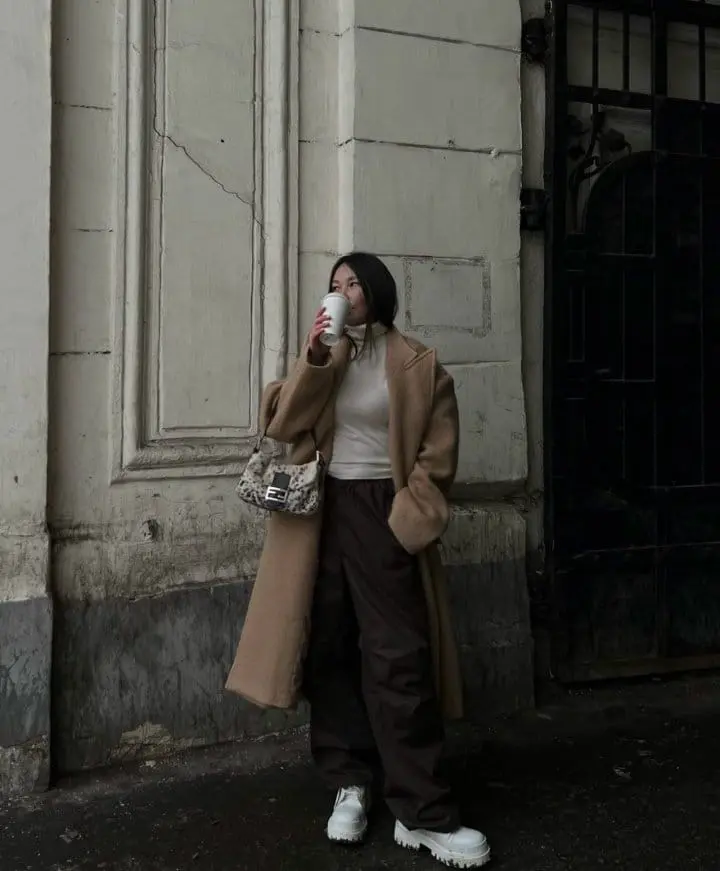 Paper Moon - Korean Women Fashion - #womensfashion - peaked lapel detail mohair maxi oversized coat - 4