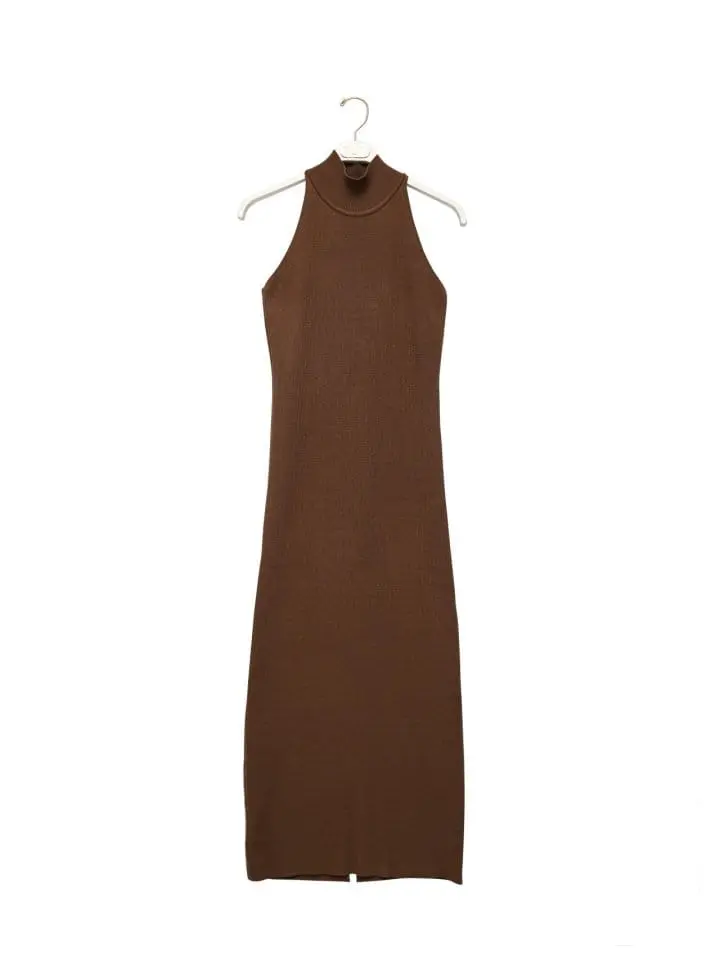 Paper Moon - Korean Women Fashion - #momslook - half high neck sleeveless knit dress - 3