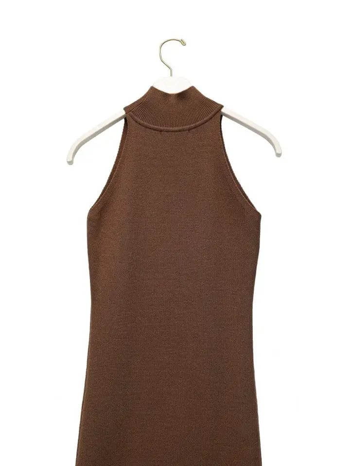 Paper Moon - Korean Women Fashion - #momslook - half high neck sleeveless knit dress - 9