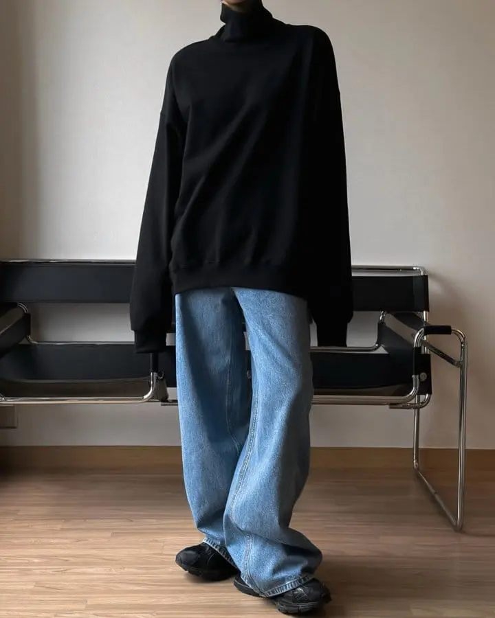 Paper Moon - Korean Women Fashion - #momslook - oversized turtleneck sweatshirt