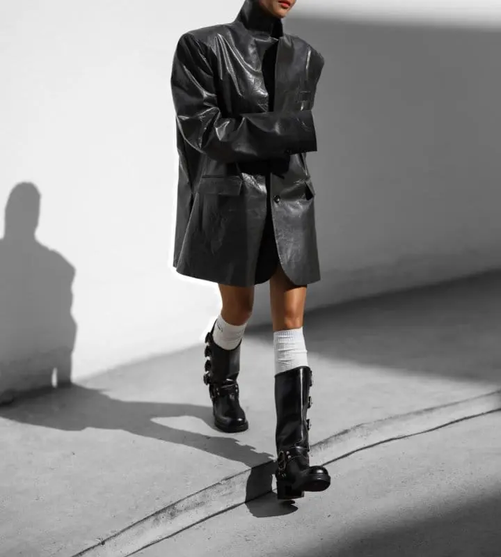 Paper Moon - Korean Women Fashion - #momslook - vegan washed leather oversized blazer - 10