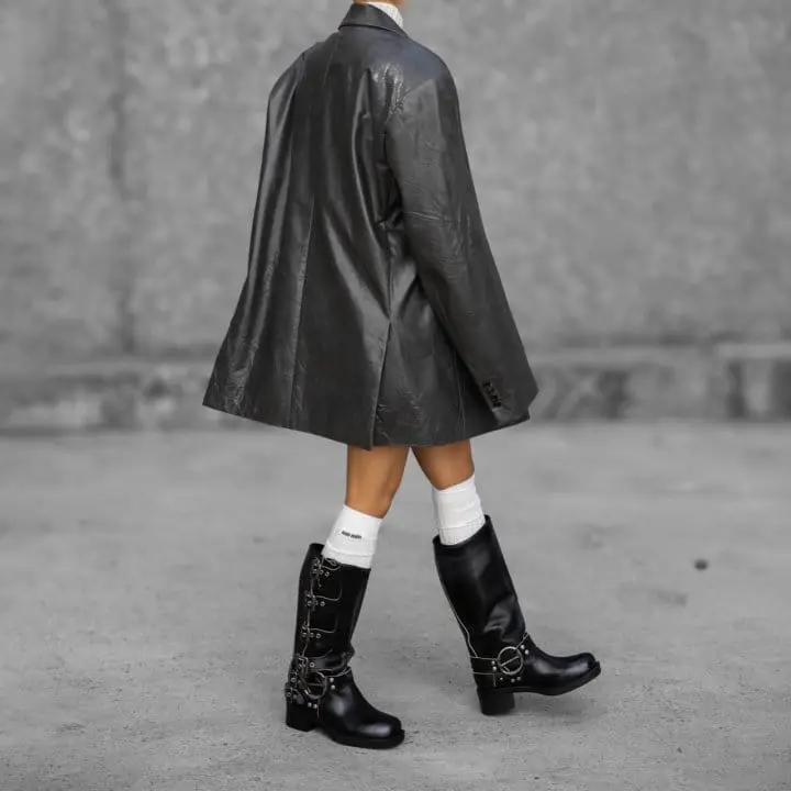 Paper Moon - Korean Women Fashion - #momslook - vegan washed leather oversized blazer - 2