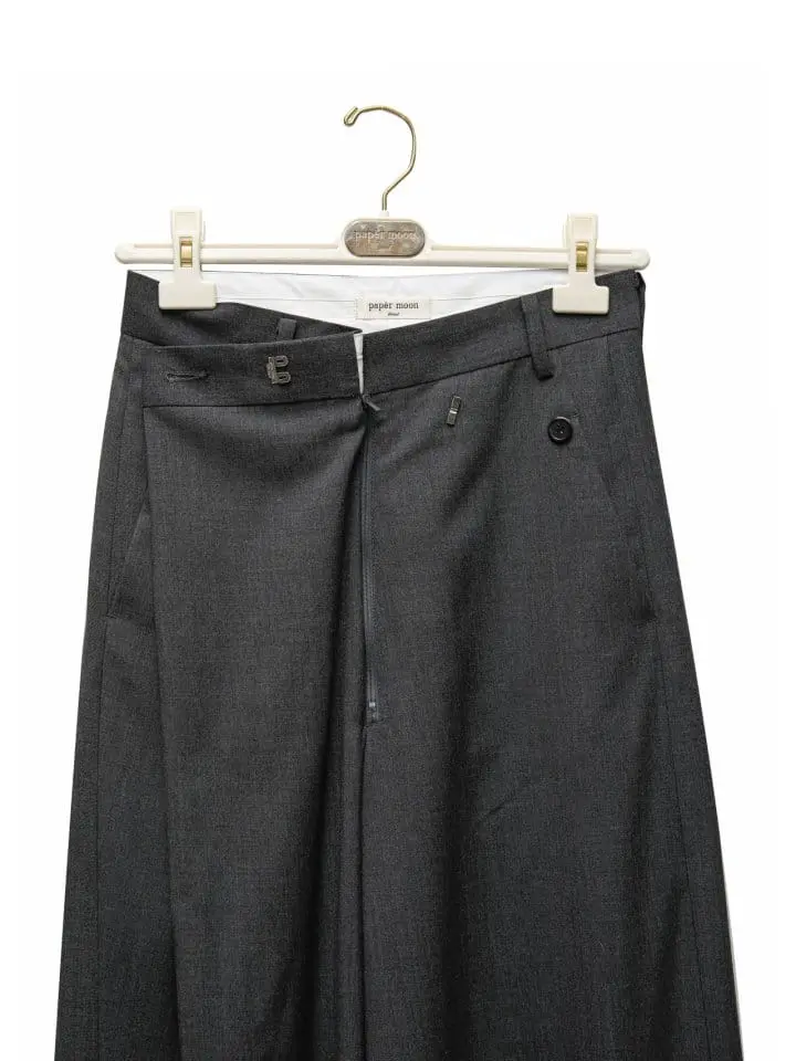 Paper Moon - Korean Women Fashion - #momslook - asymmetry pin tuck wide maxi trousers - 10