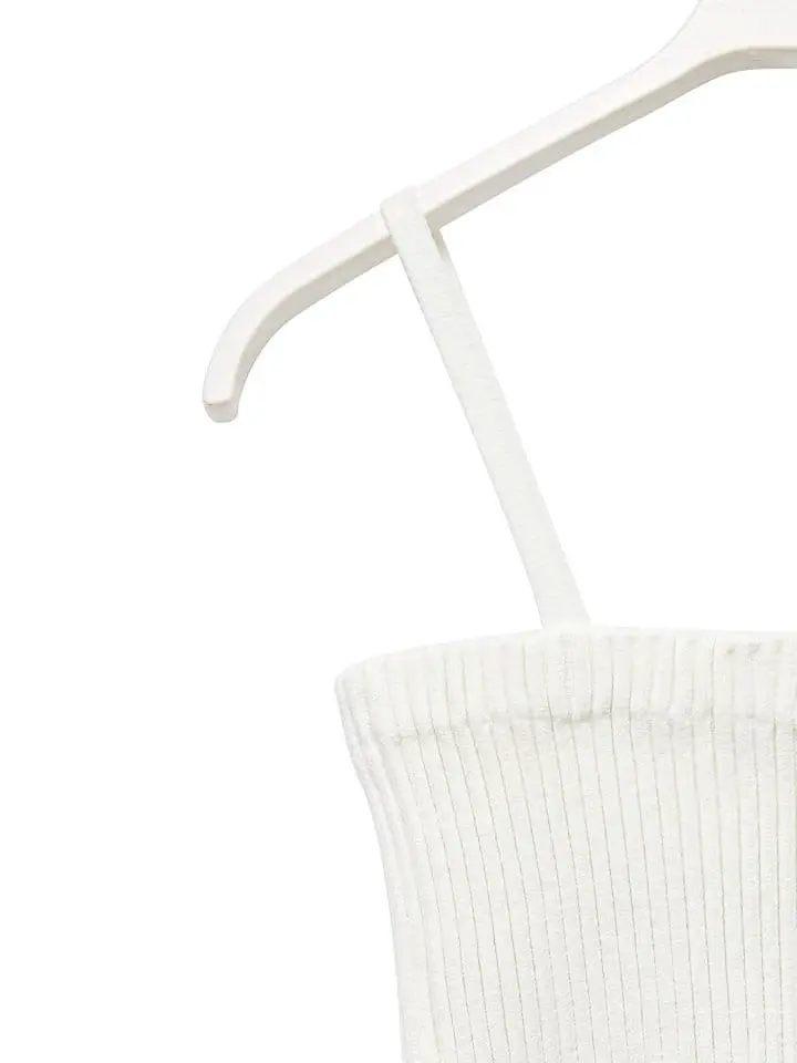 Paper Moon - Korean Women Fashion - #momslook - cropped ribbed strap shoulder knit top - 10