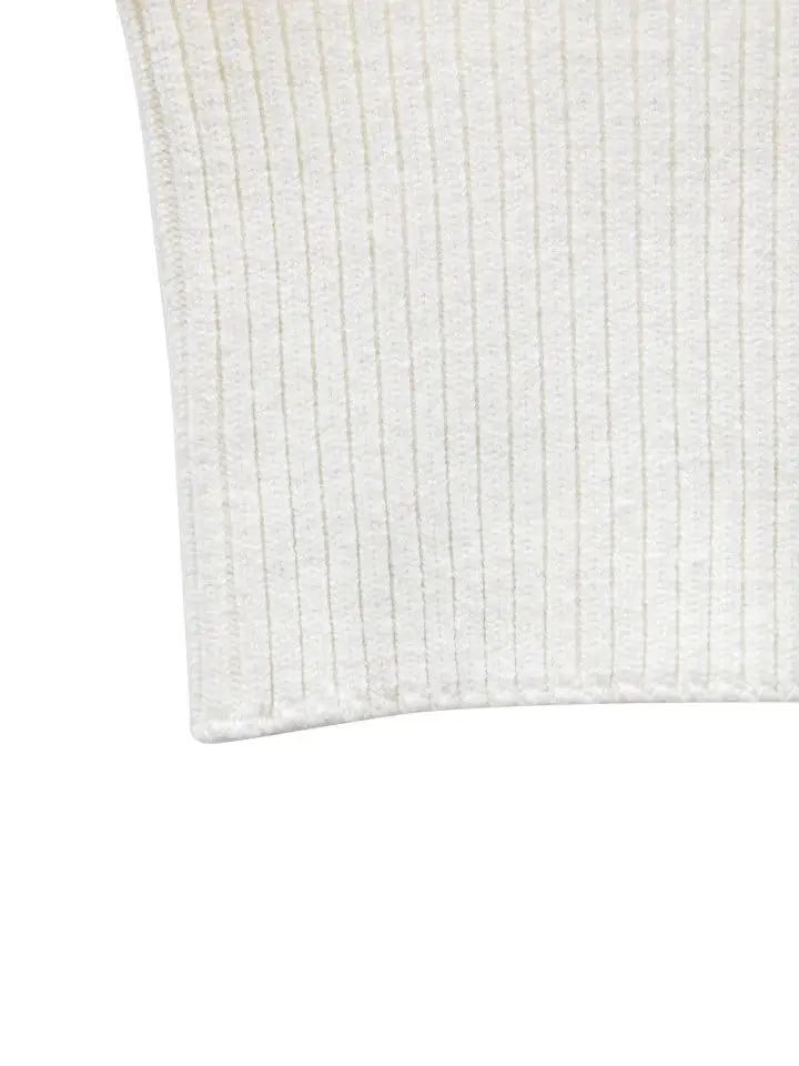 Paper Moon - Korean Women Fashion - #momslook - cropped ribbed strap shoulder knit top - 8