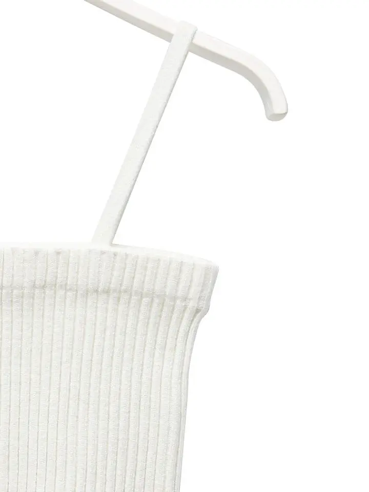 Paper Moon - Korean Women Fashion - #momslook - cropped ribbed strap shoulder knit top - 9