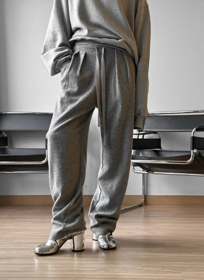 Paper Moon - Korean Women Fashion - #momslook - wool two pin ~ tuck detail lounge trousers - 3