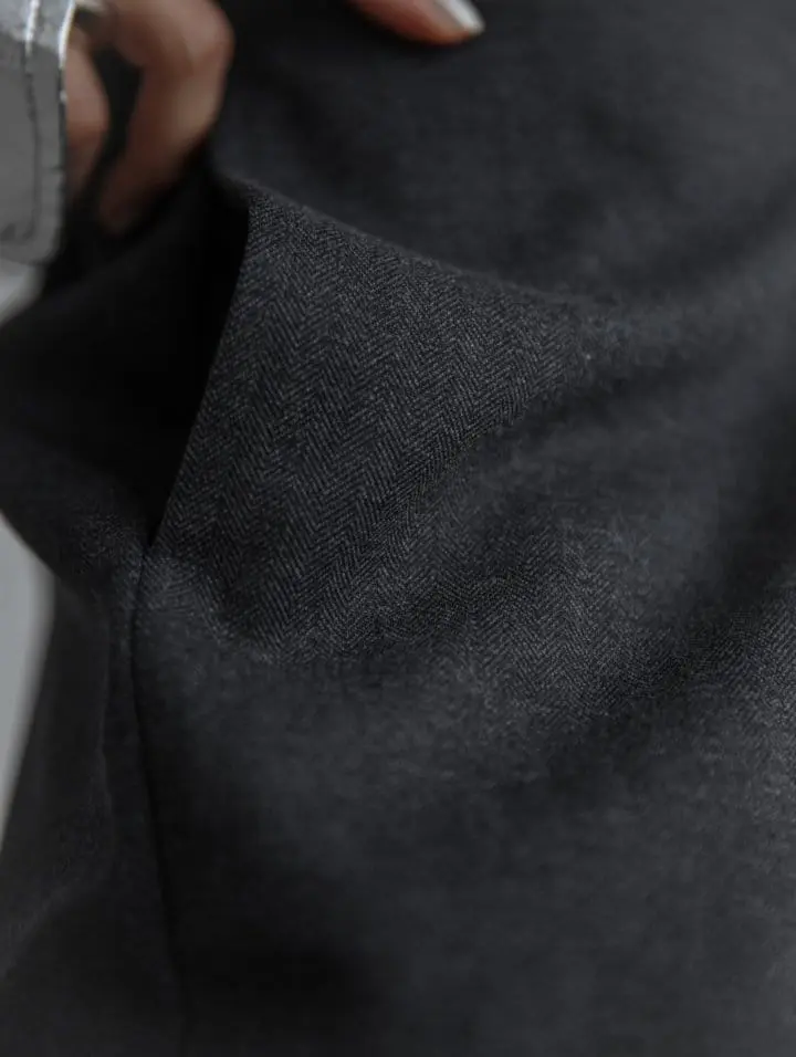 Paper Moon - Korean Women Fashion - #womensfashion - Herringbone Fabric Banded Wide Pants - 4