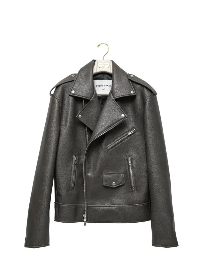Paper Moon - Korean Women Fashion - #momslook - Chunky Zipped Vegan L Biker Jacket - 7