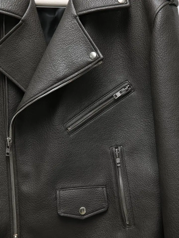 Paper Moon - Korean Women Fashion - #momslook - Chunky Zipped Vegan L Biker Jacket - 9