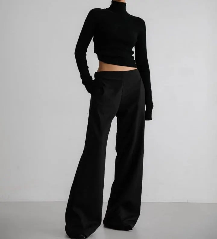 Paper Moon - Korean Women Fashion - #momslook - Turtleneck Ribbed Knit Top