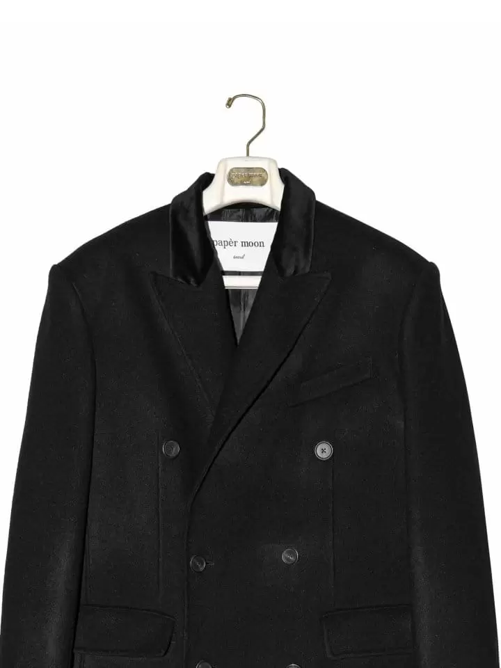 Paper Moon - Korean Women Fashion - #pursuepretty - velvet collar double breasted oversized handmade coat - 8