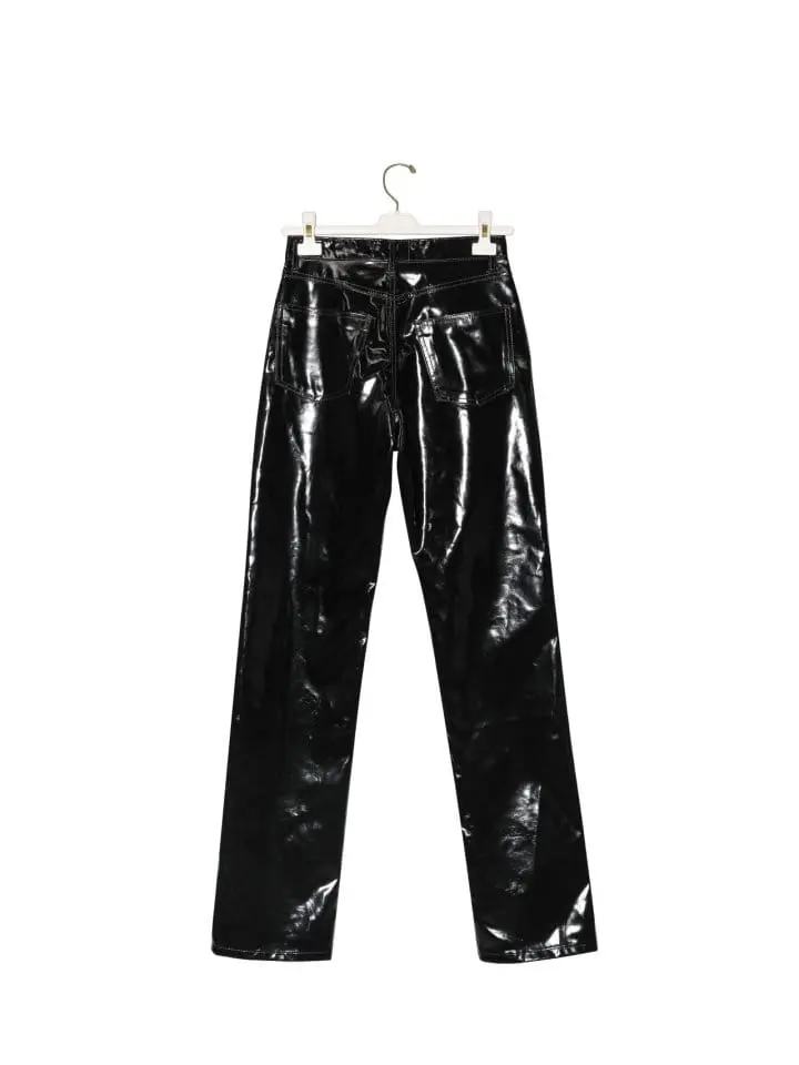 Paper Moon - Korean Women Fashion - #pursuepretty - patent vegan leather coated straight pants - 6