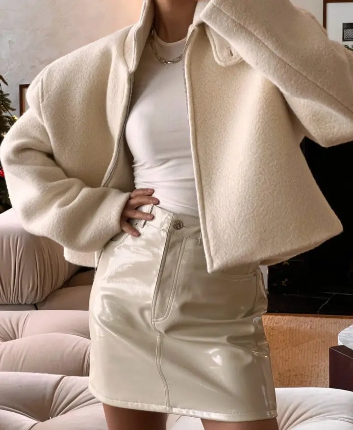 Paper Moon - Korean Women Fashion - #vintagekidsstyle - Bouclé alpaca blend wool cropped two way zipped jacket - 4