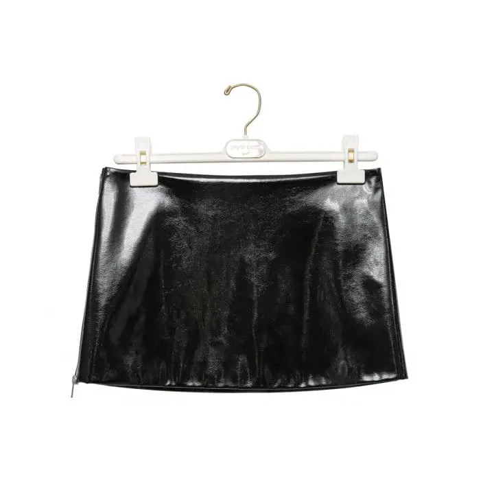 Paper Moon - Korean Women Fashion - #romanticstyle - patent leather zip detail layered mini skirt - 5
