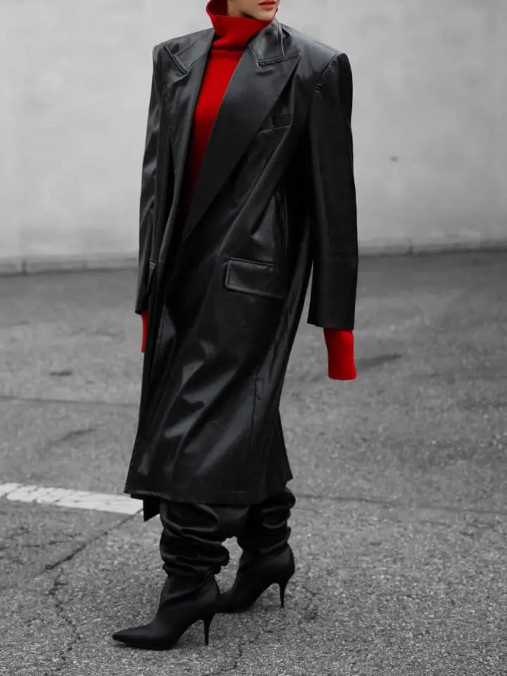 Paper Moon - Korean Women Fashion - #romanticstyle - LUX peaked lapel detail vegan washed leather coat - 2