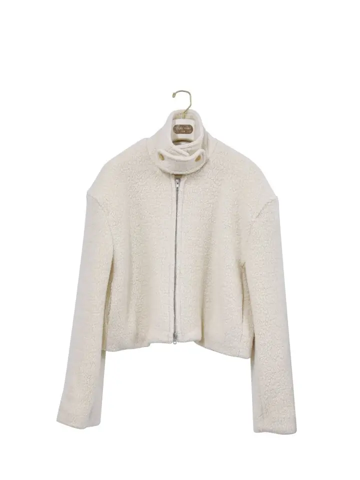 Paper Moon - Korean Women Fashion - #romanticstyle - Bouclé alpaca blend wool cropped two way zipped jacket - 6