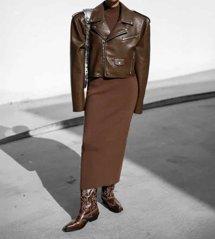 Paper Moon - Korean Women Fashion - #romanticstyle - oversized vegan leather cropped chunky biker jacket