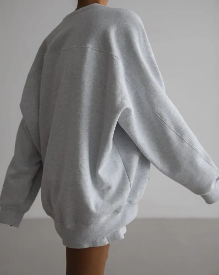 Paper Moon - Korean Women Fashion - #romanticstyle - oversized front stitch detail raglan sweatshirt - 3