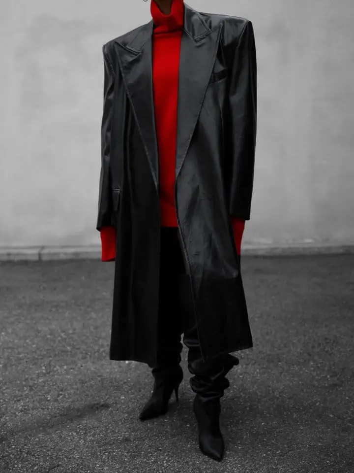 Paper Moon - Korean Women Fashion - #shopsmall - LUX peaked lapel detail vegan washed leather coat - 3