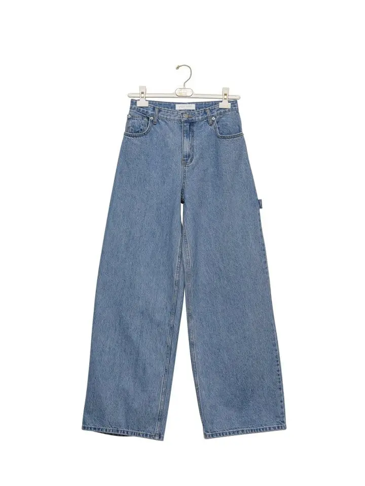 Paper Moon - Korean Women Fashion - #shopsmall - side hammer loop detail relaxed fit denim pants - 7