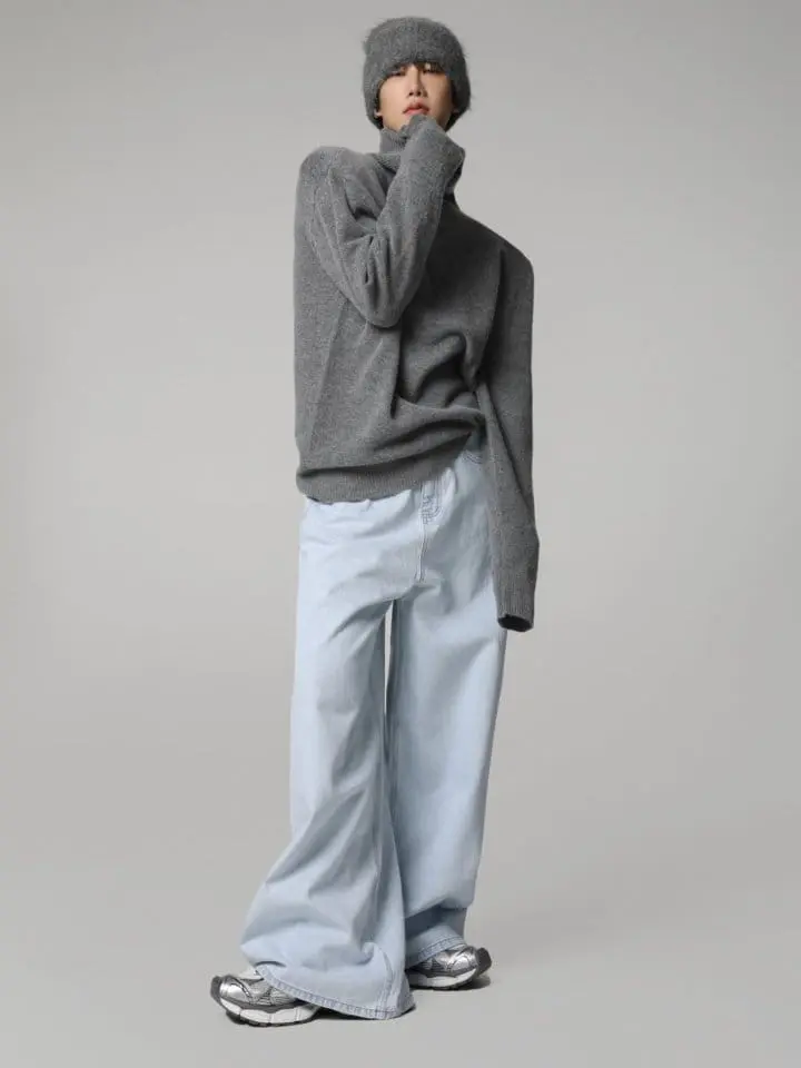 Paper Moon - Korean Women Fashion - #shopsmall - iced blue wide leg flared denim jeans