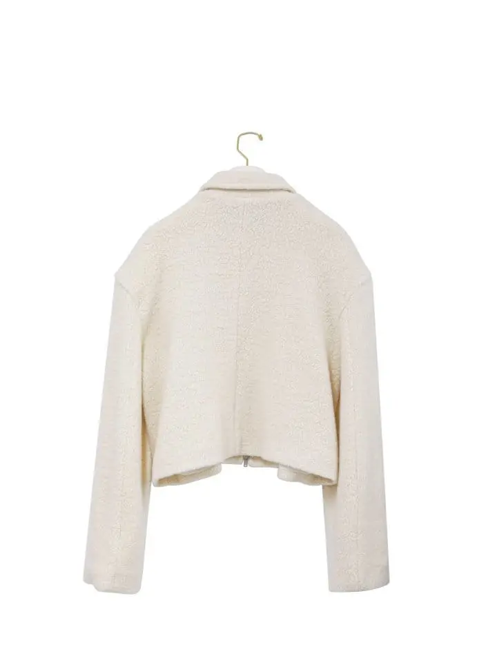 Paper Moon - Korean Women Fashion - #shopsmall - Bouclé alpaca blend wool cropped two way zipped jacket - 7