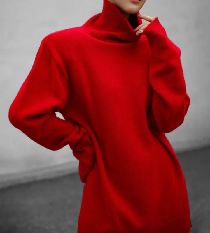 Paper Moon - Korean Women Fashion - #thatsdarling - cashmere padded shoulder turtleneck mini dress - 3