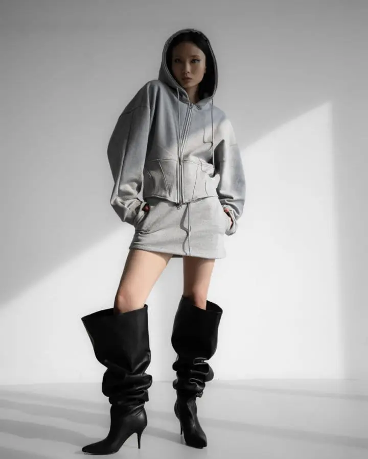 Paper Moon - Korean Women Fashion - #shopsmall - drawstring sweat mini skirt - 4