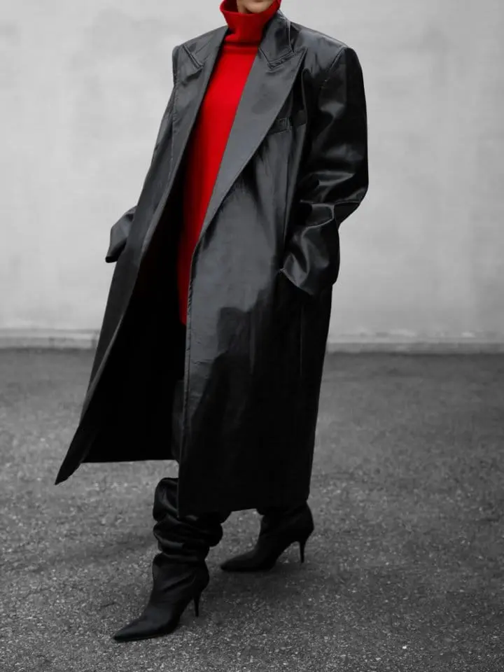 Paper Moon - Korean Women Fashion - #thelittlethings - LUX peaked lapel detail vegan washed leather coat - 5