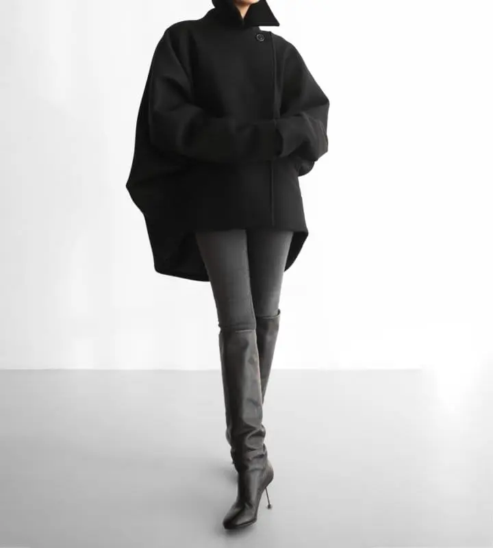 Paper Moon - Korean Women Fashion - #thelittlethings - LUX oversized wool cocoon pea coat - 3
