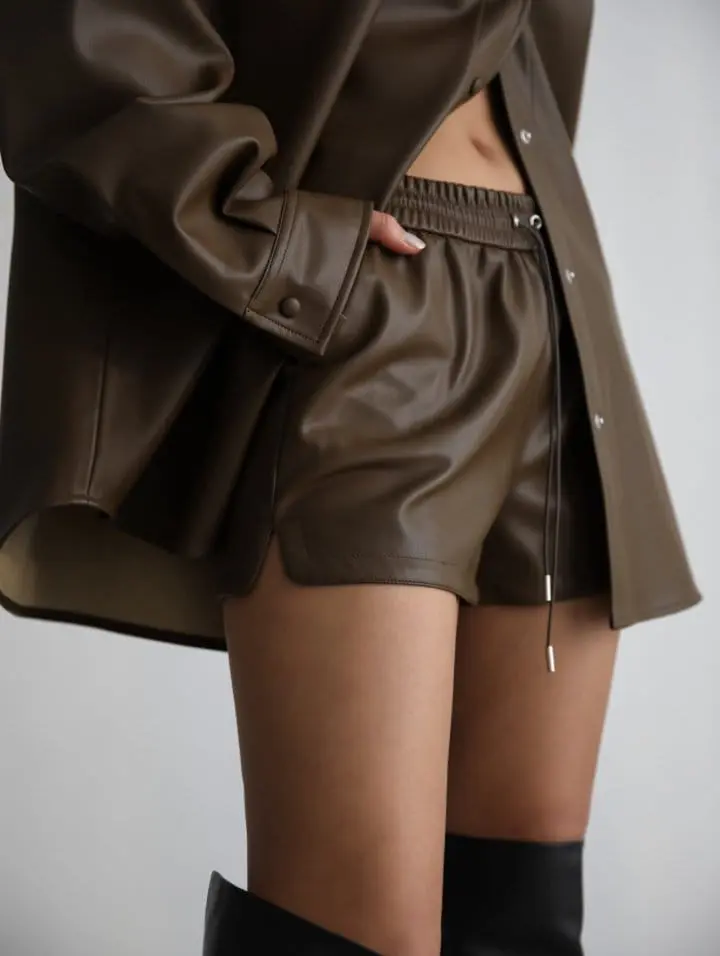 Paper Moon - Korean Women Fashion - #vintageinspired - faux leather shorts - 2