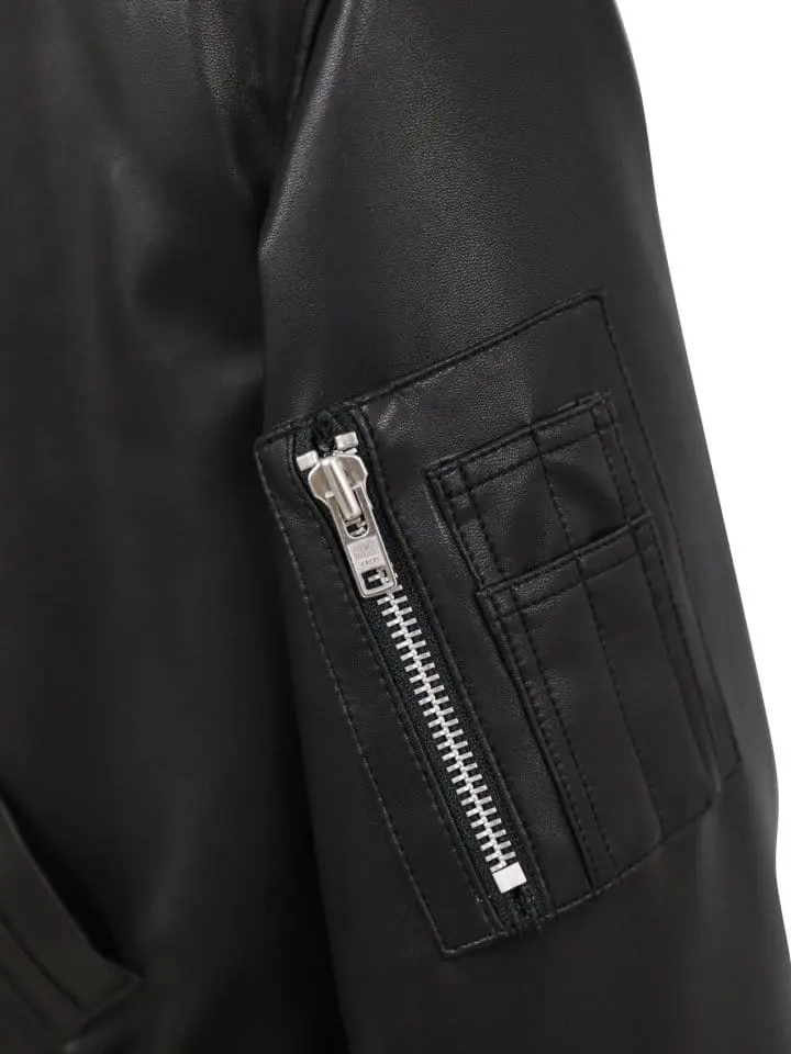 Paper Moon - Korean Women Fashion - #vintageinspired - vegan leather cropped bomber jacket - 7