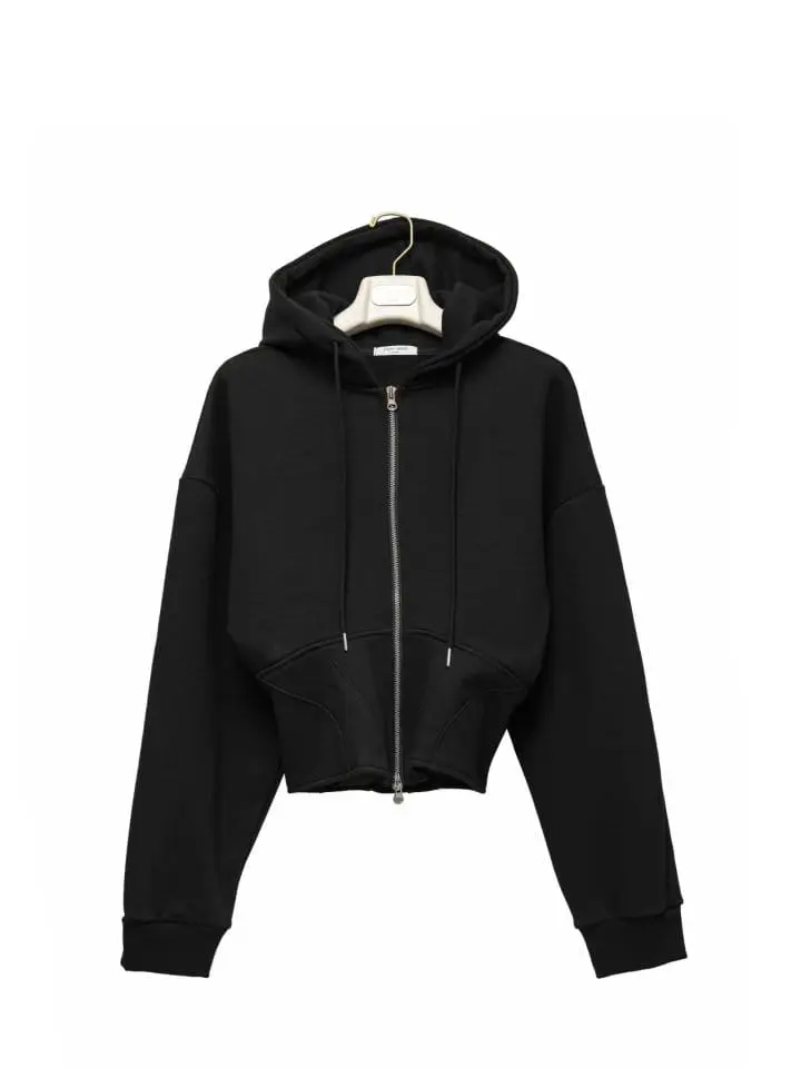 Paper Moon - Korean Women Fashion - #vintagekidsstyle - corset detail two way hooded full zipped up - 5