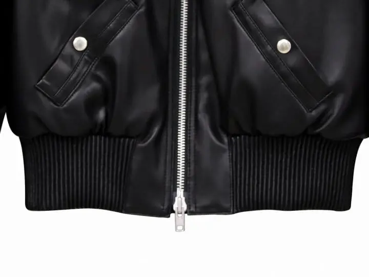 Paper Moon - Korean Women Fashion - #vintagekidsstyle - vegan leather cropped bomber jacket - 8