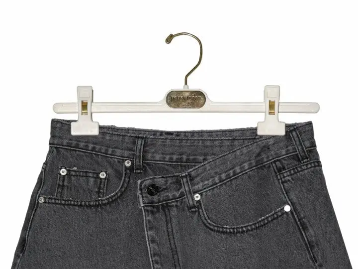 Paper Moon - Korean Women Fashion - #vintageinspired - unbalanced wrap detail denim mini skirt - 4