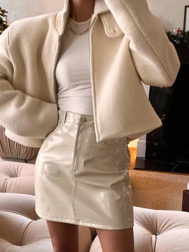 Paper Moon - Korean Women Fashion - #vintagekidsstyle - Bouclé alpaca blend wool cropped two way zipped jacket - 3