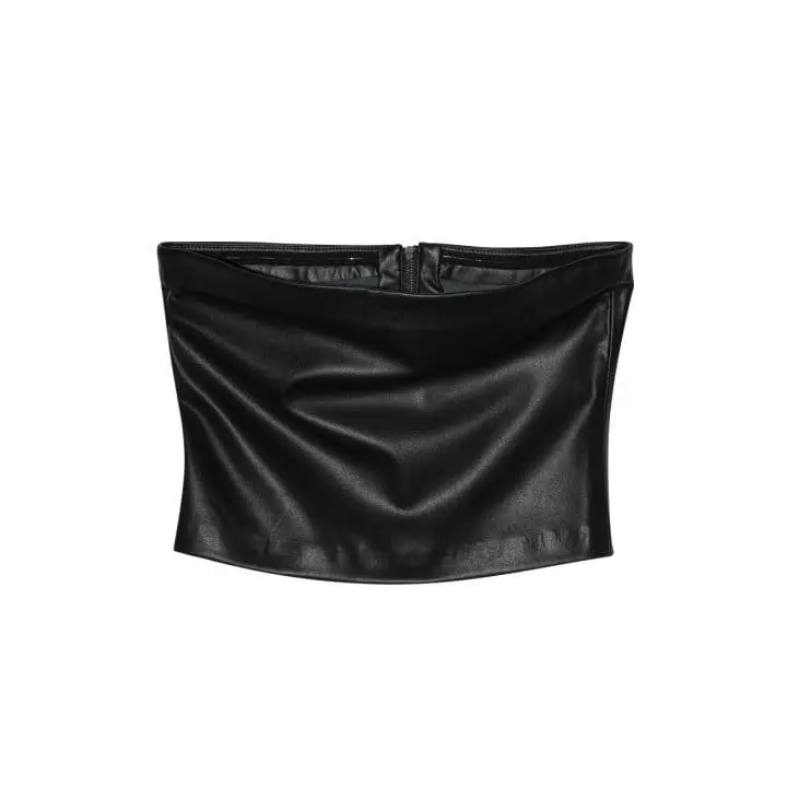 Paper Moon - Korean Women Fashion - #womensfashion - off shoulder vegan leather tube top - 3