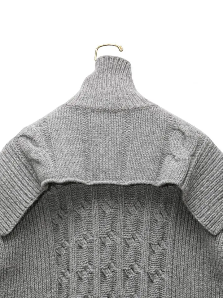 Paper Moon - Korean Women Fashion - #womensfashion - twisted chunky detail turtleneck knit cape top - 11