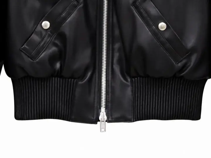 Paper Moon - Korean Women Fashion - #womensfashion - vegan leather cropped bomber jacket - 10