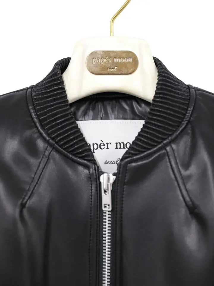 Paper Moon - Korean Women Fashion - #womensfashion - vegan leather cropped bomber jacket - 8