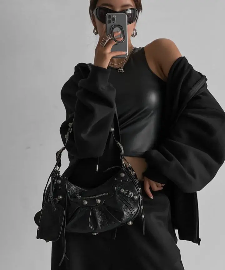 Paper Moon - Korean Women Fashion - #womensfashion - vegan leather cropped tank sleeveless top