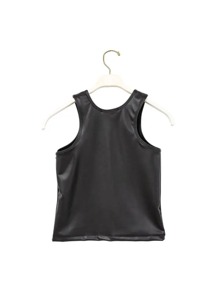 Paper Moon - Korean Women Fashion - #womensfashion - vegan leather cropped tank sleeveless top - 7